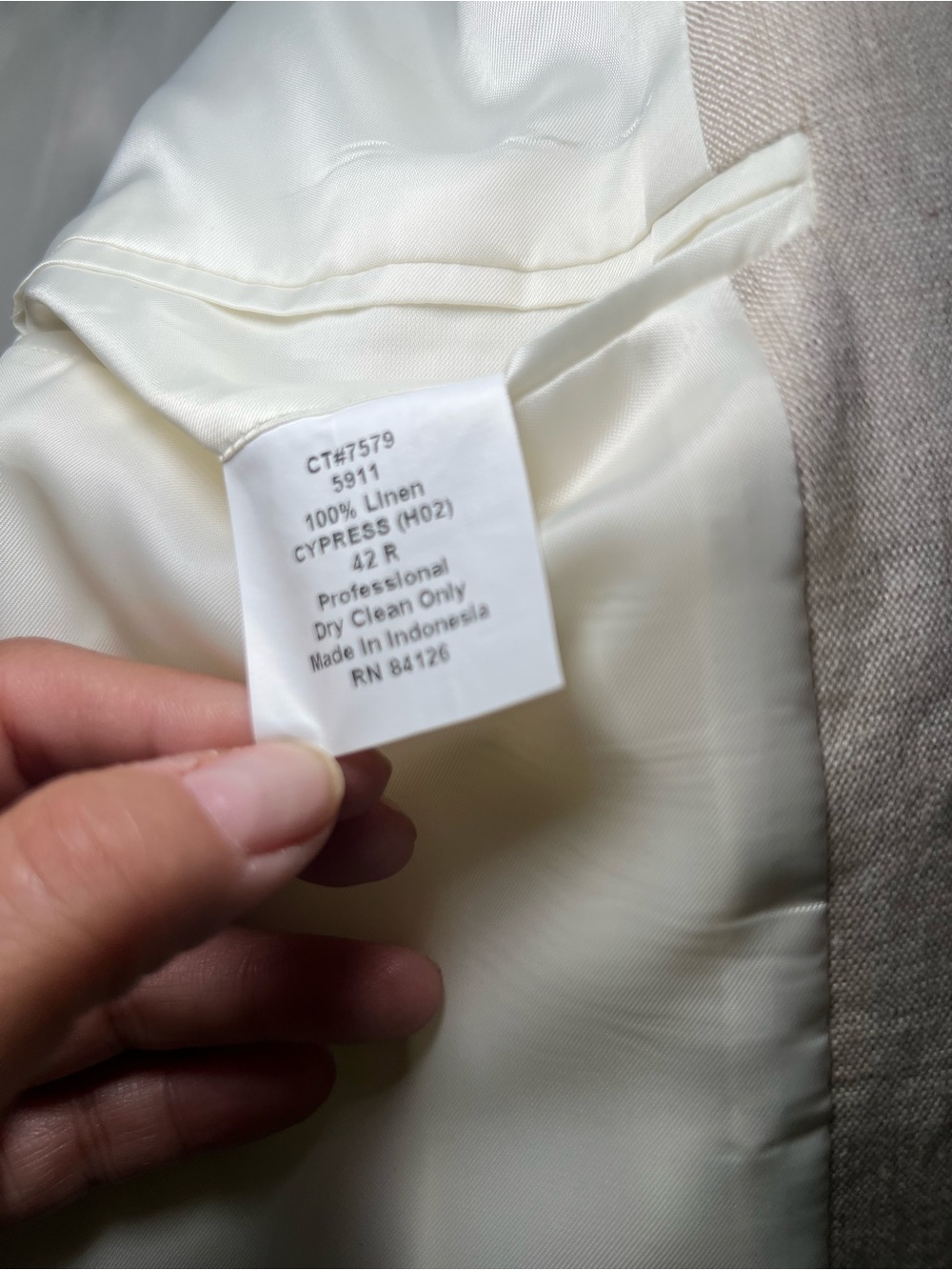Haspel 100% Linen Beige Two Button Sport Coat Blazer 42R - Picture 9 of 9